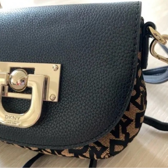 DKNY Black and Tan Logo Crossbody Bag - Picture 3 of 5